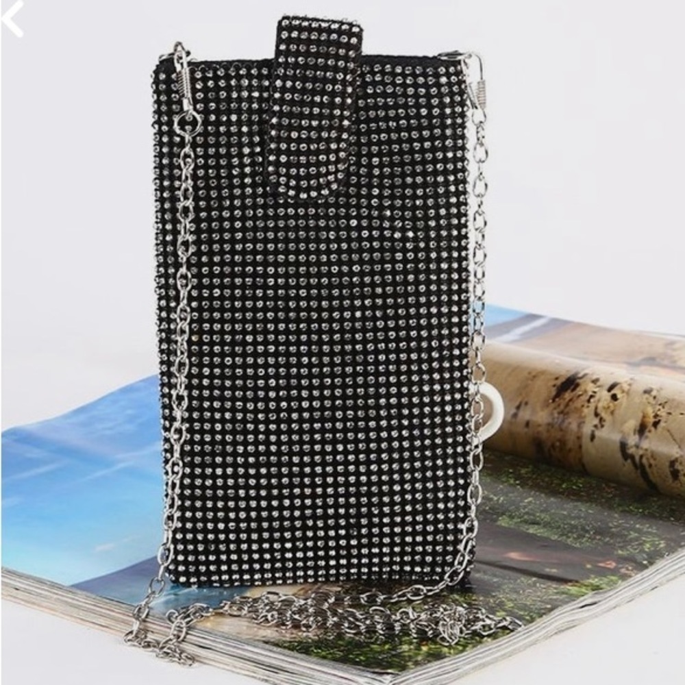 Rhinestone Cell Phone crossbody purse with chain Sparkle Bling - Picture 7 of 11